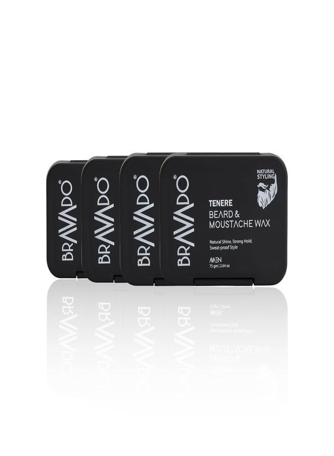 برافادو شمع براڤادو تينيري للحية والشارب للرجال | تثبيت قوي لتصفيف اللحية وتحديد شكلها والسيطرة على الشعر المتطاير | مزيج مرطب طبيعي | شمع غير دهني للعناية بالشعر | 75 غرام (عبوة من 4 قطع) - Image 1